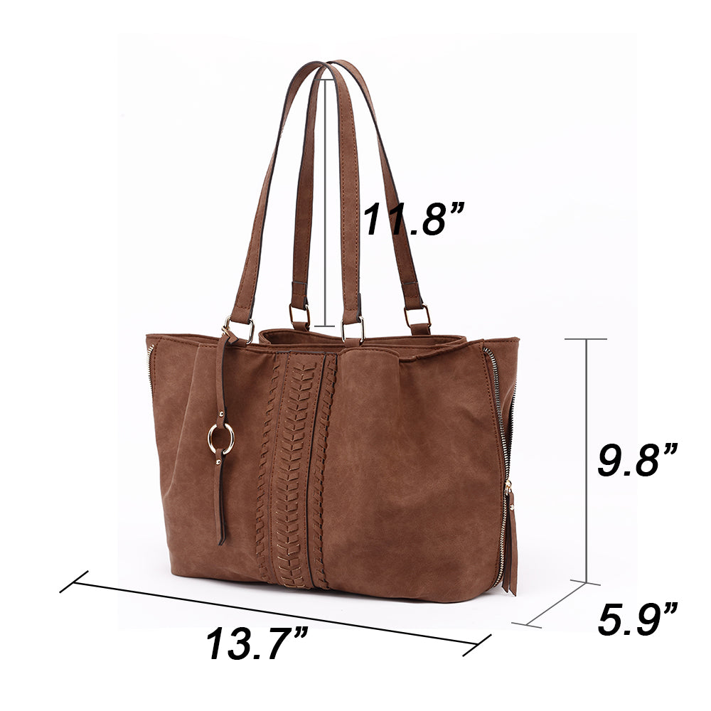 Triple Compartment Nubuck Tote