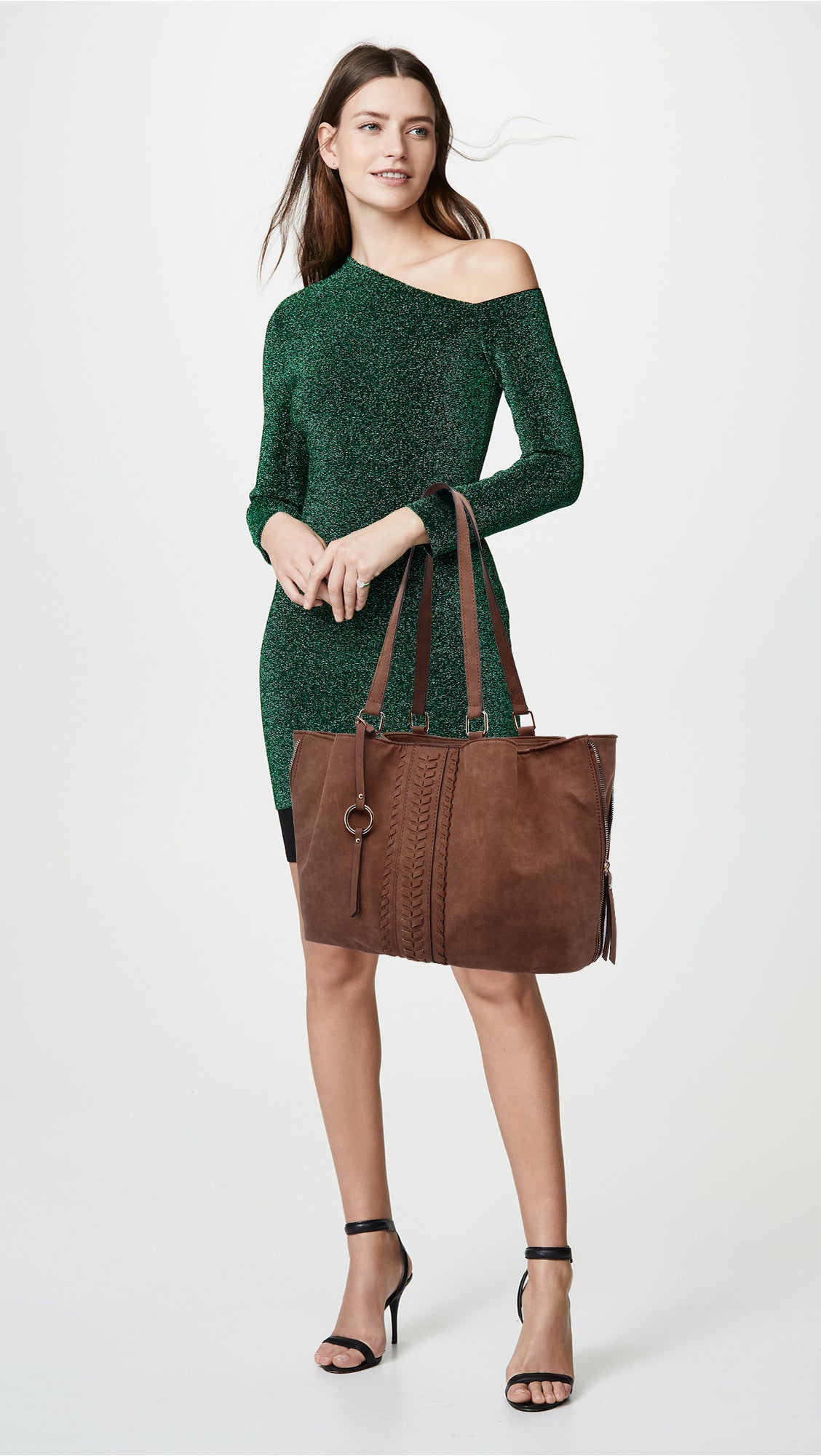 Triple Compartment Nubuck Tote