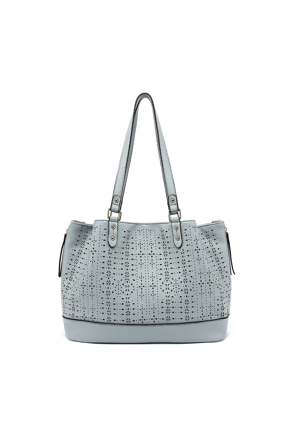 Triple Compartment Perf Nubuck Tote