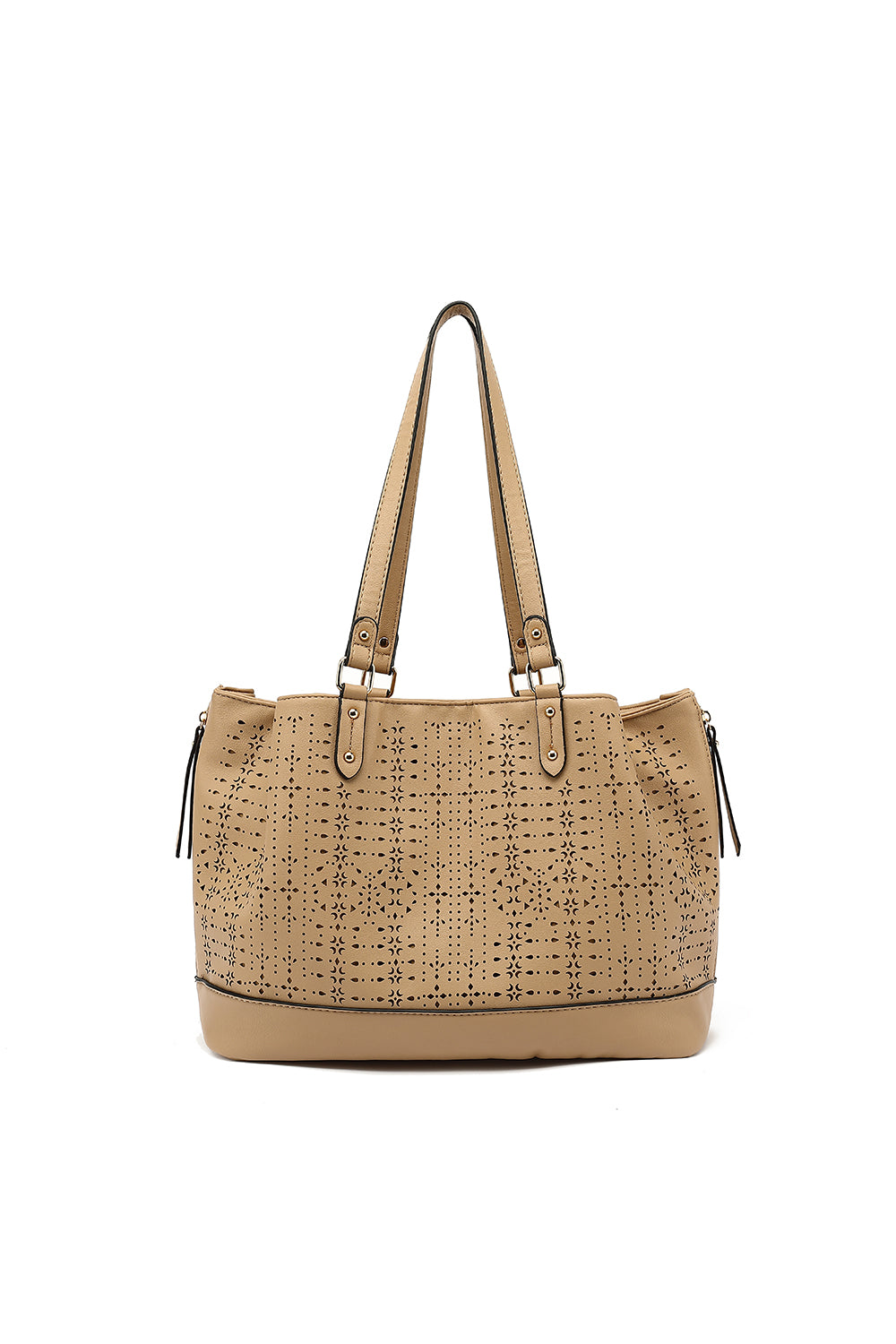 Triple Compartment Perf Nubuck Tote