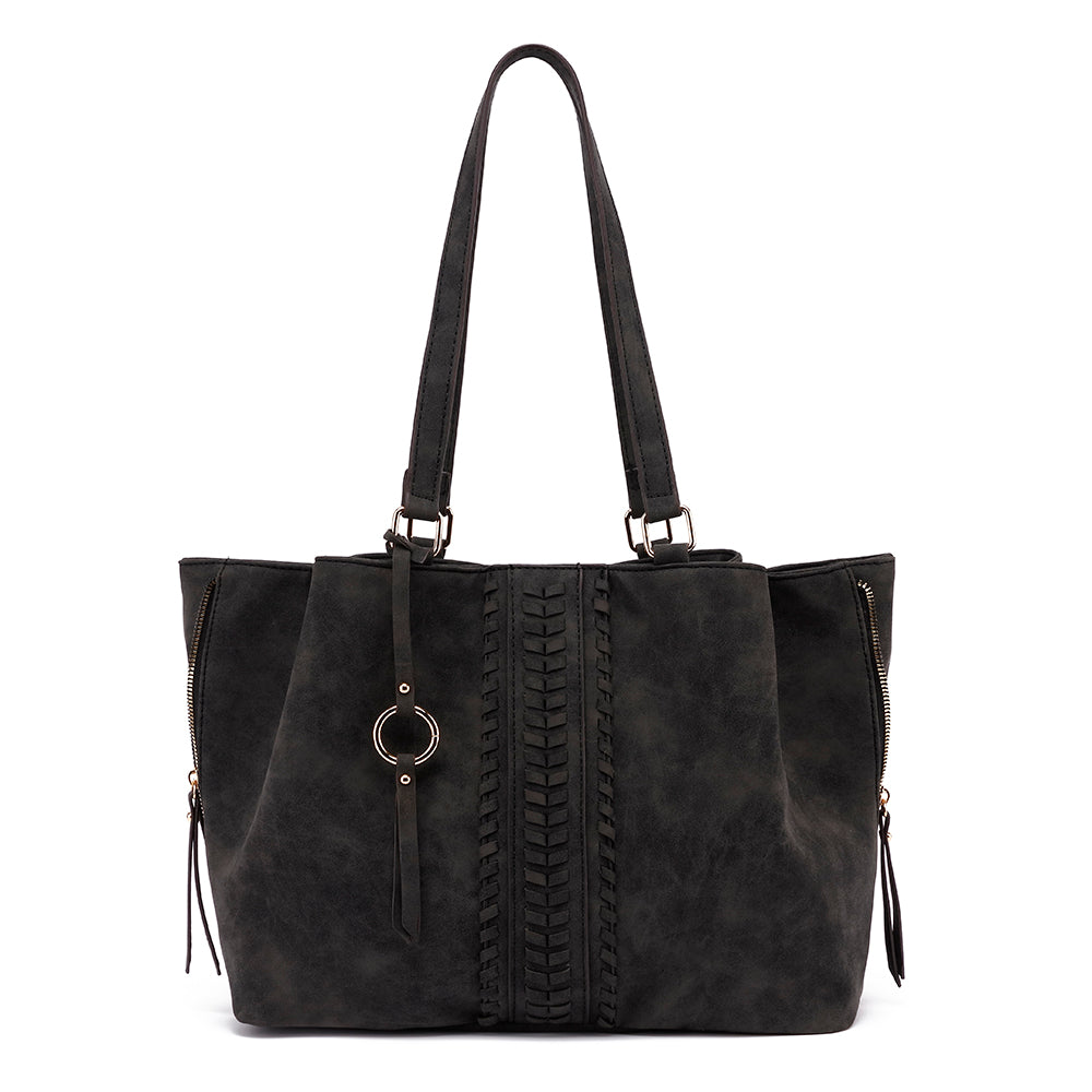 Triple Compartment Nubuck Tote