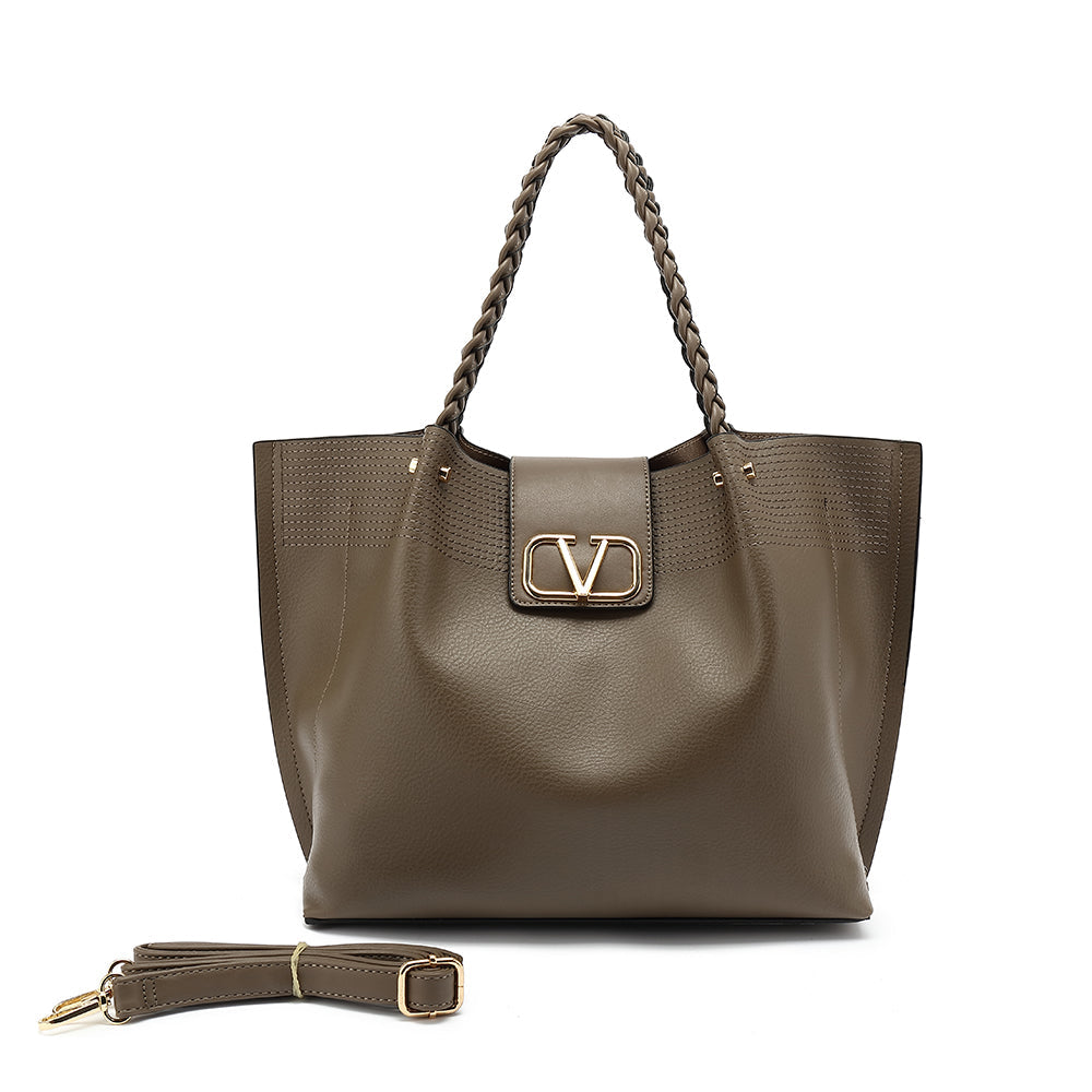 Tami V satchel with braided handle