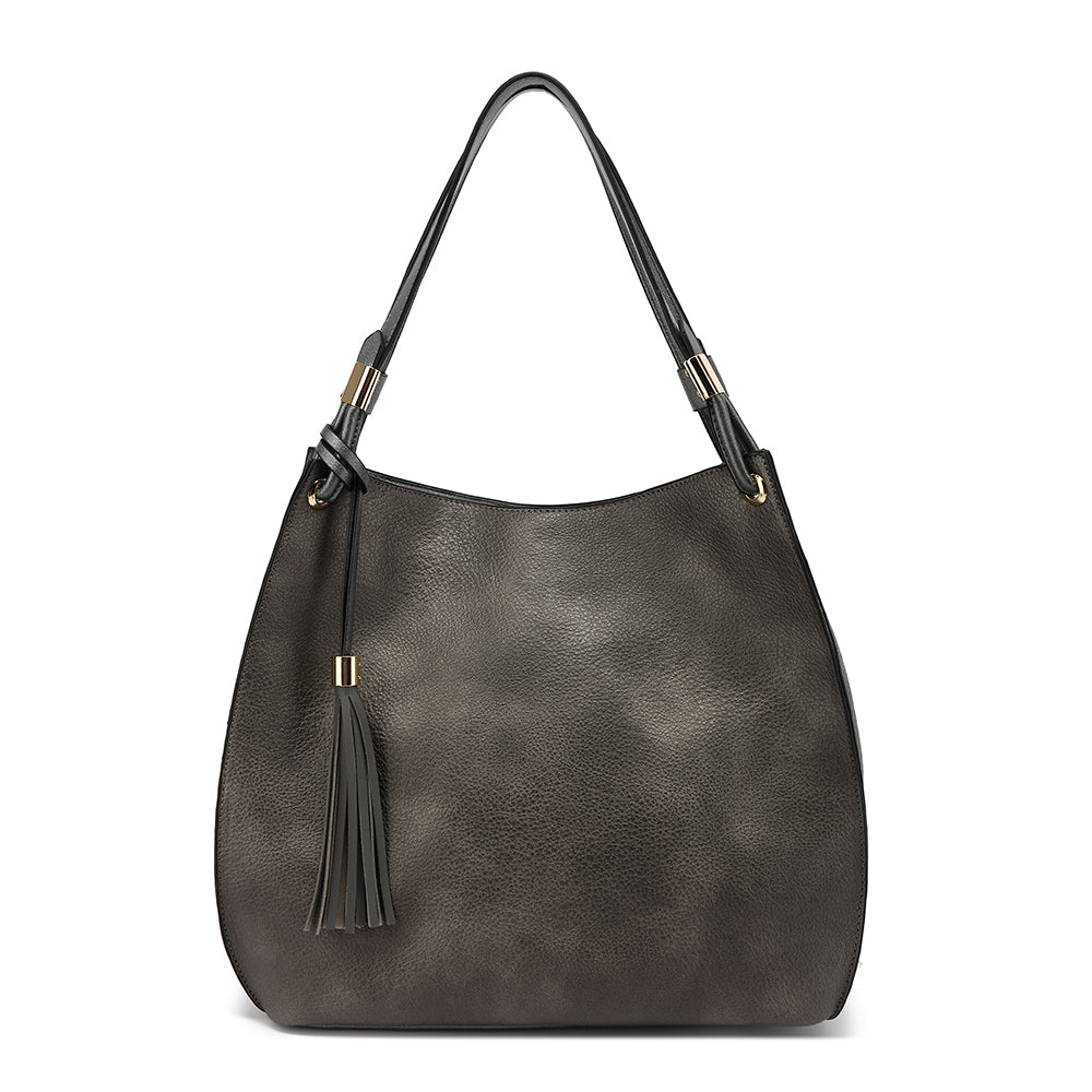 Slouchy Double Handle Hobo With Tassel