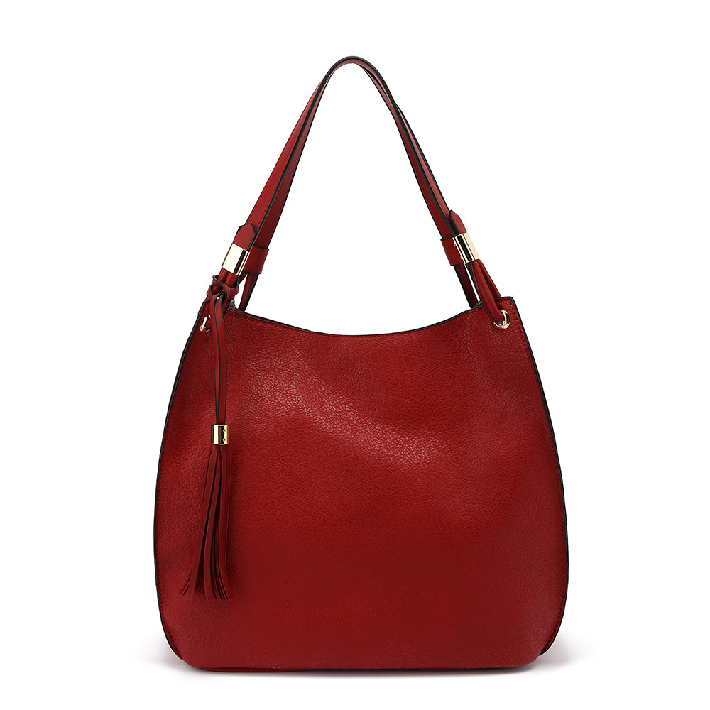 Slouchy Double Handle Hobo With Tassel