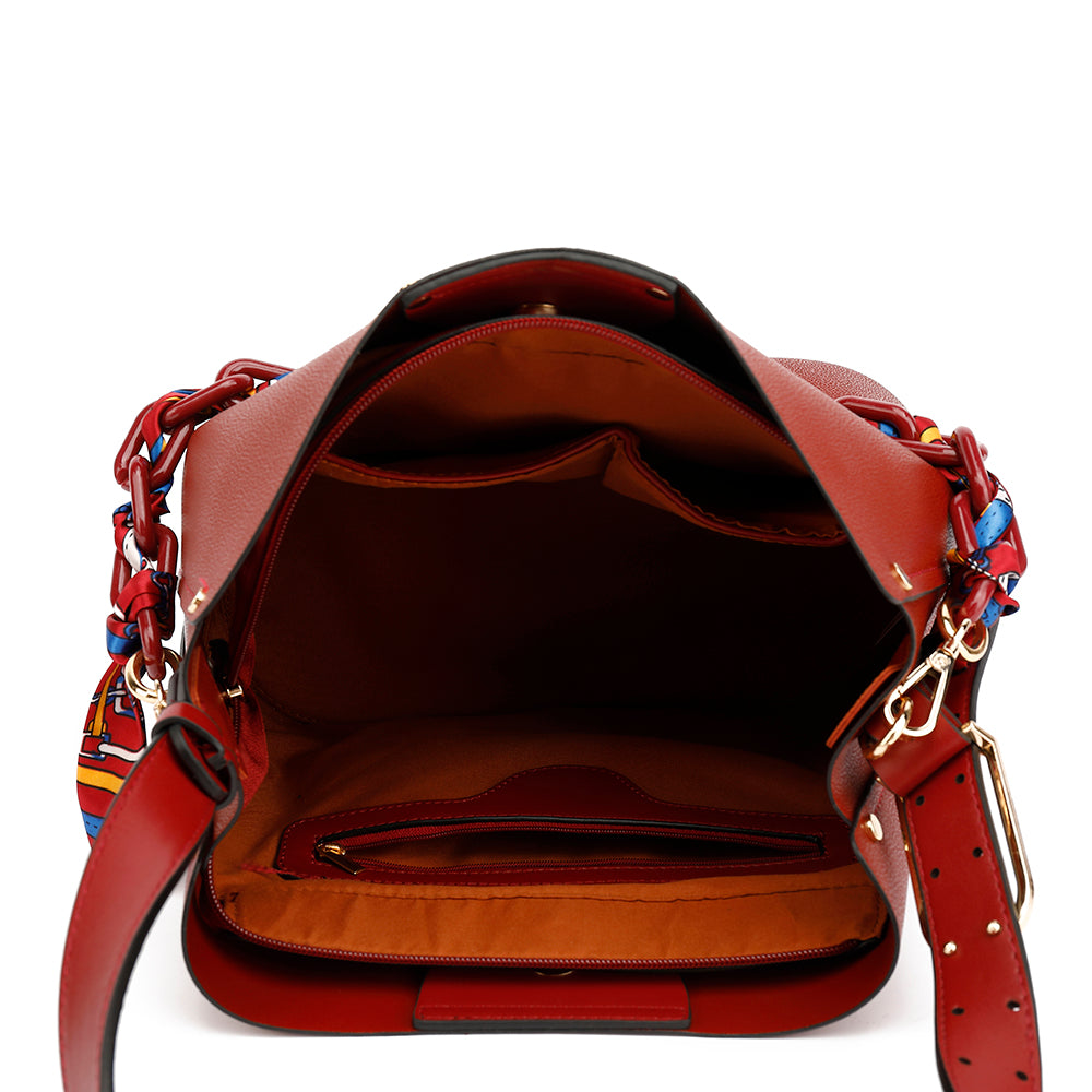 Hobo with Acrylic Chain and Scarf Detail 21571