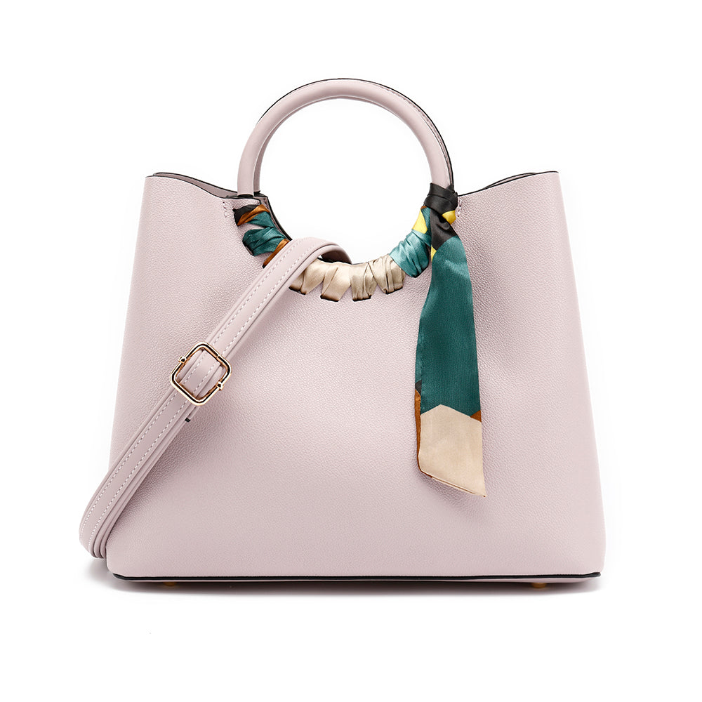 Ring Handle Satchel With Scarf Detail