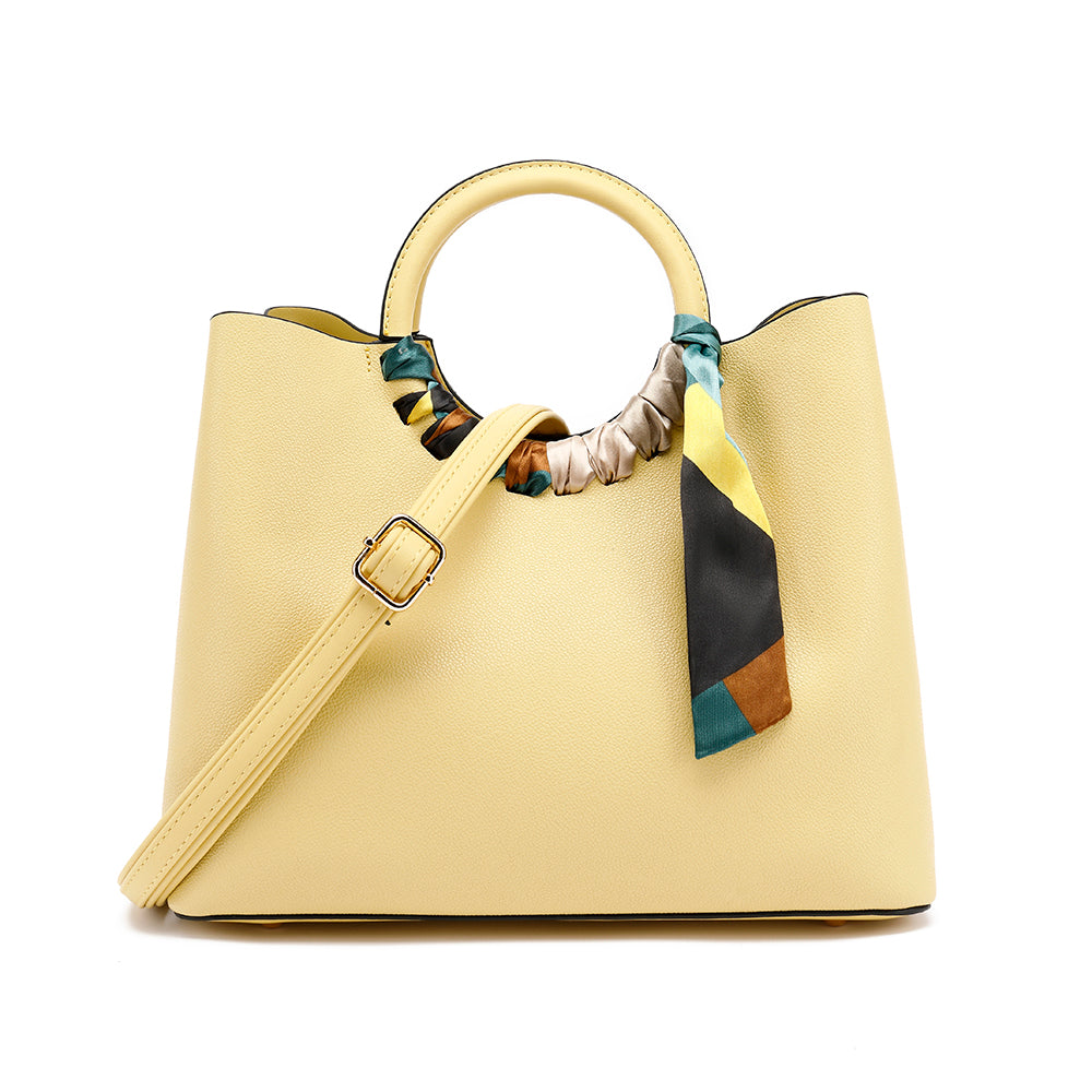 Ring Handle Satchel With Scarf Detail