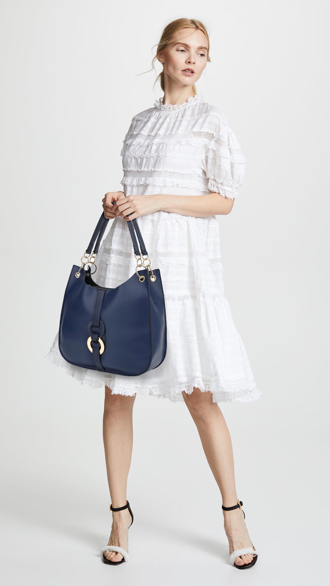 Double Handle Hobo with Ring Hardware Detail