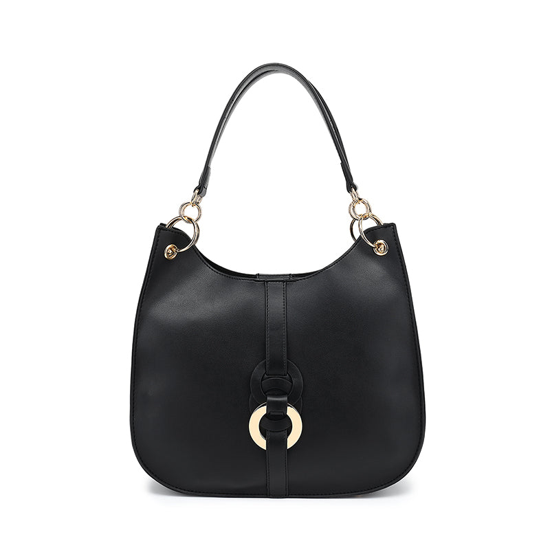Double Handle Hobo with Ring Hardware Detail