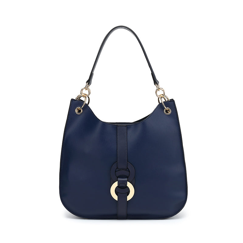 Double Handle Hobo with Ring Hardware Detail