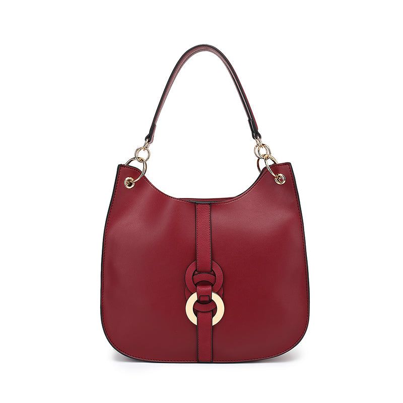 Double Handle Hobo with Ring Hardware Detail