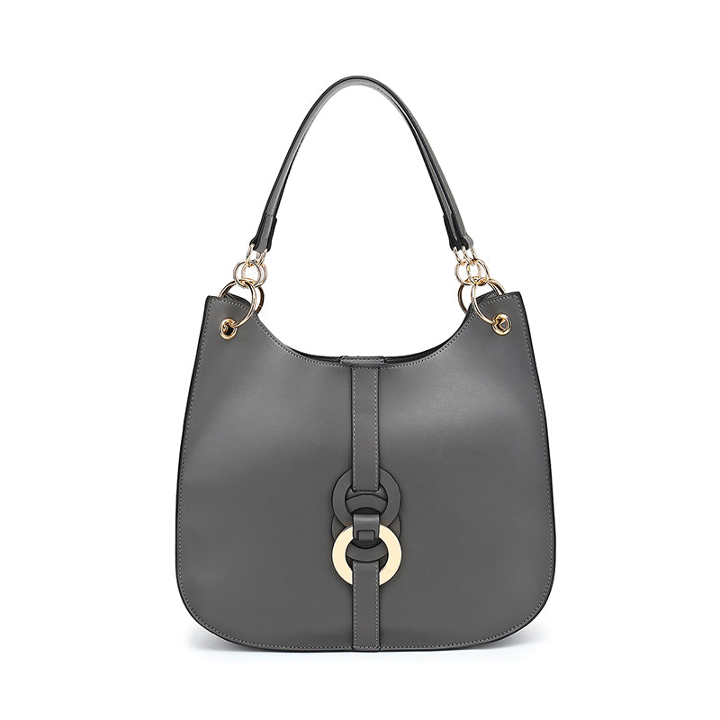 Double Handle Hobo with Ring Hardware Detail