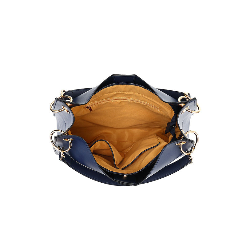 Double Handle Hobo with Ring Hardware Detail