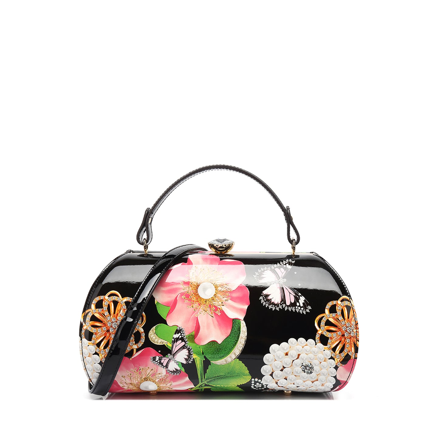 Floral Patent Leather Satchel