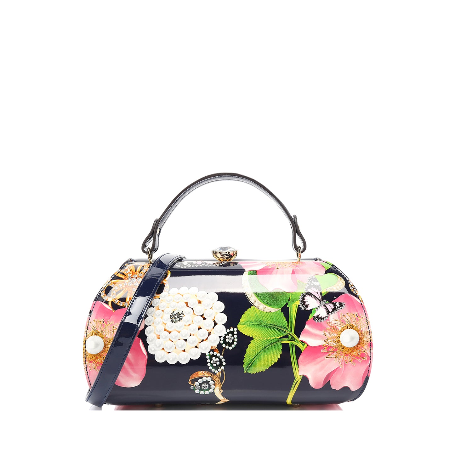 Floral Patent Leather Satchel