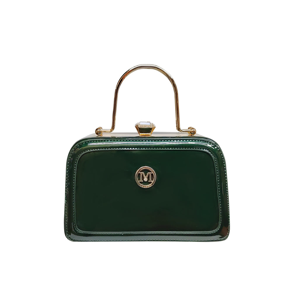 Patent Kiss Lock Satchel Crossbody