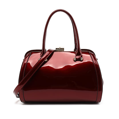 Patent Leather Double Handle Frame Satchel 1691R
