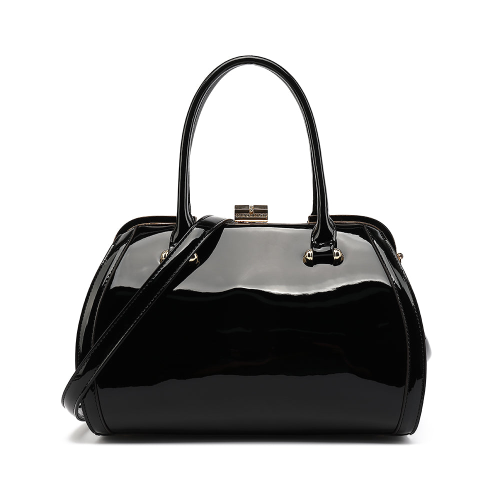 Patent Leather Double Handle Frame Satchel 1691R