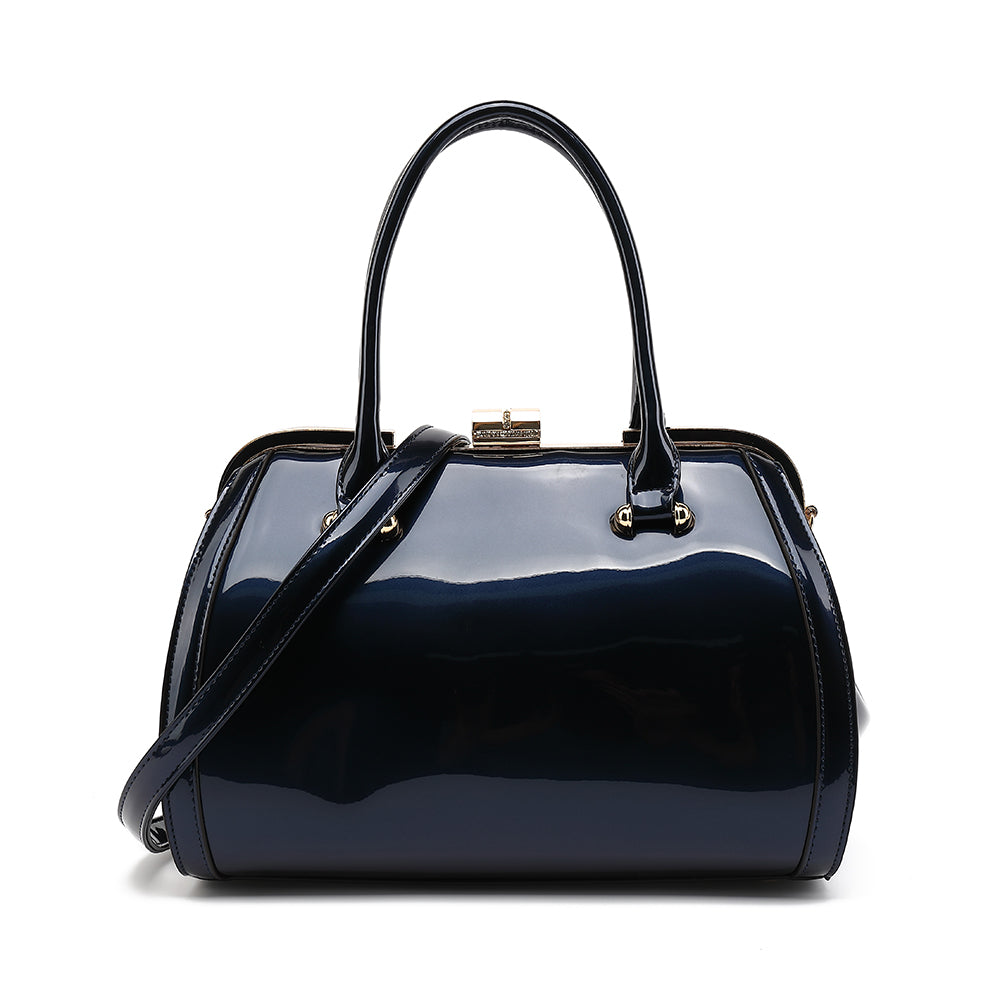 Patent Leather Double Handle Frame Satchel 1691R