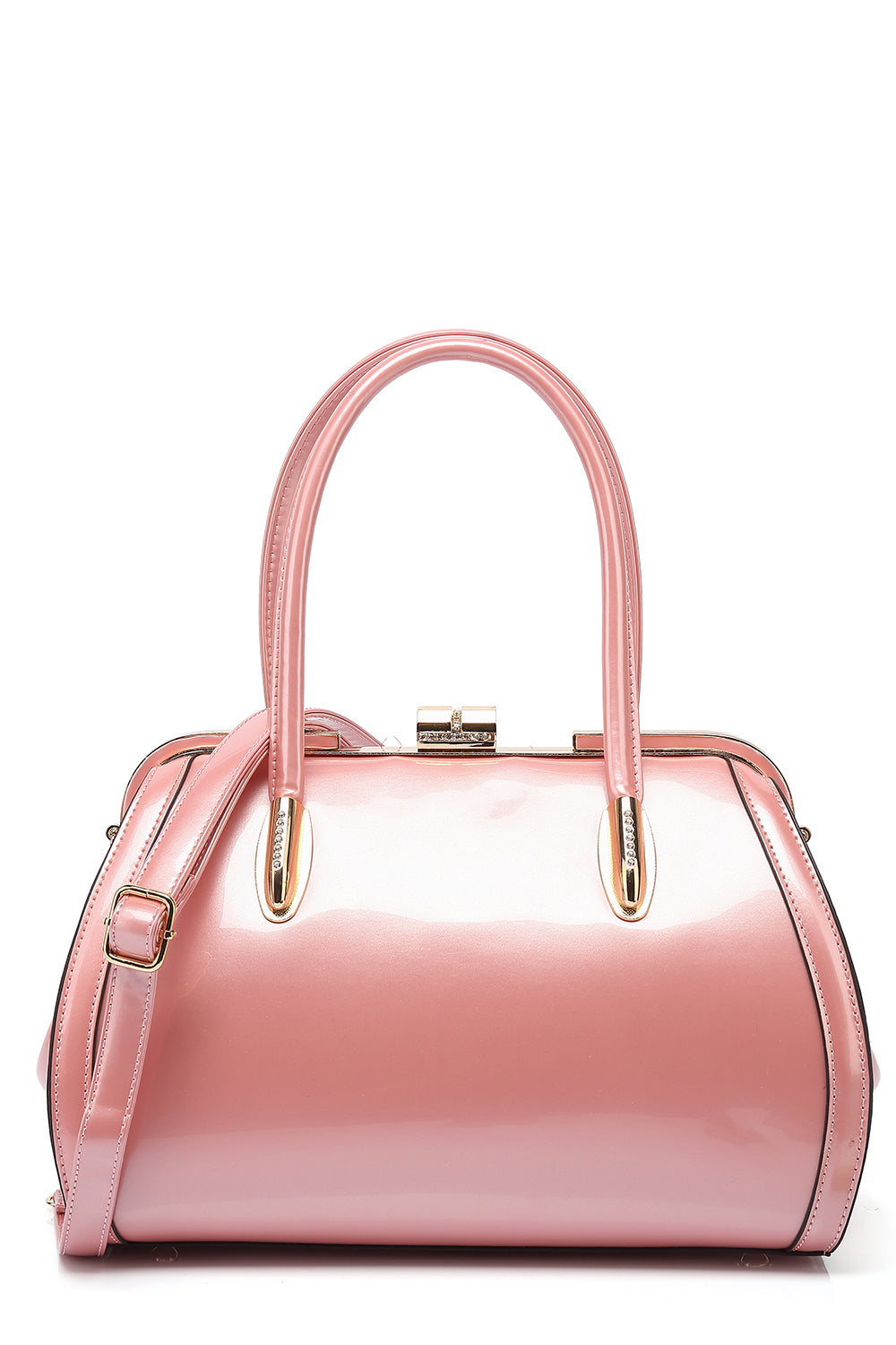 Patent Leather Double Handle Frame Satchel 1691