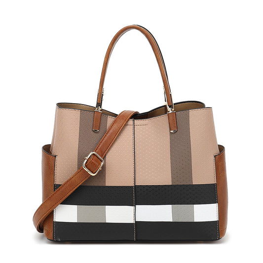 Triple Compartment Satchel with Crossbody Strap