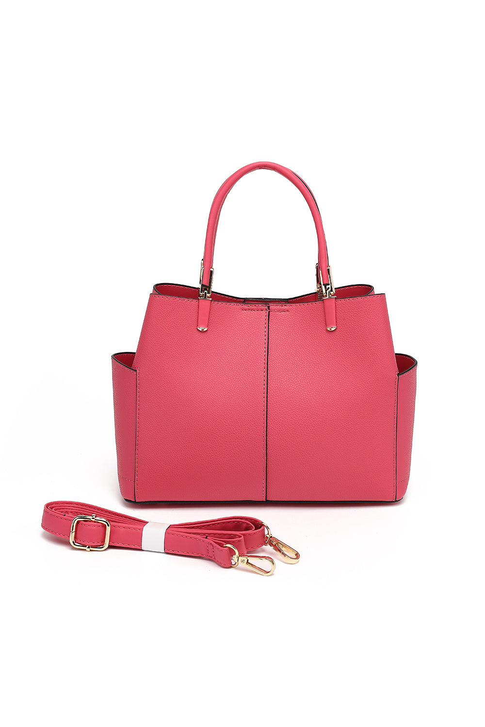 Triple Compartment Satchel with Crossbody Strap