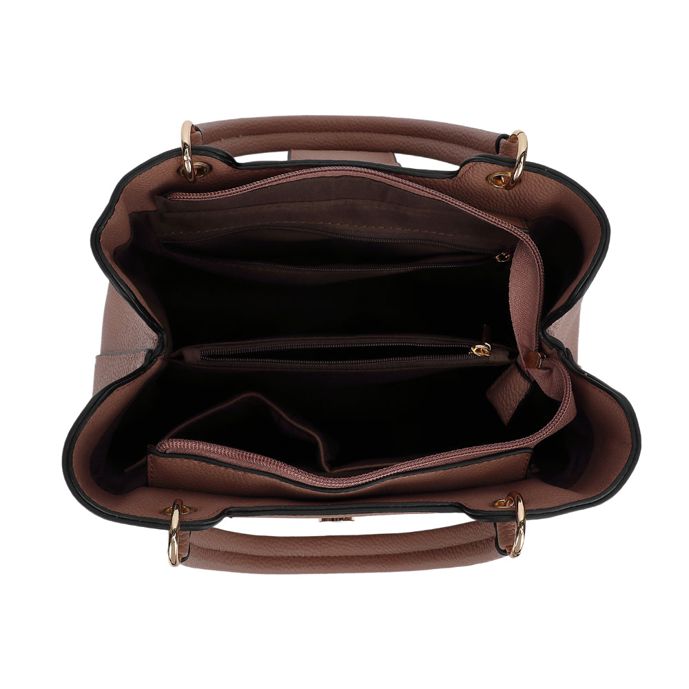 Triple Compartment Satchel with Crossbody Strap 1894H