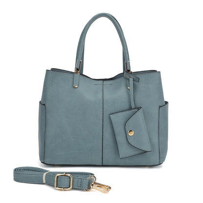 Triple Compartment Satchel with Crossbody Strap 1894N
