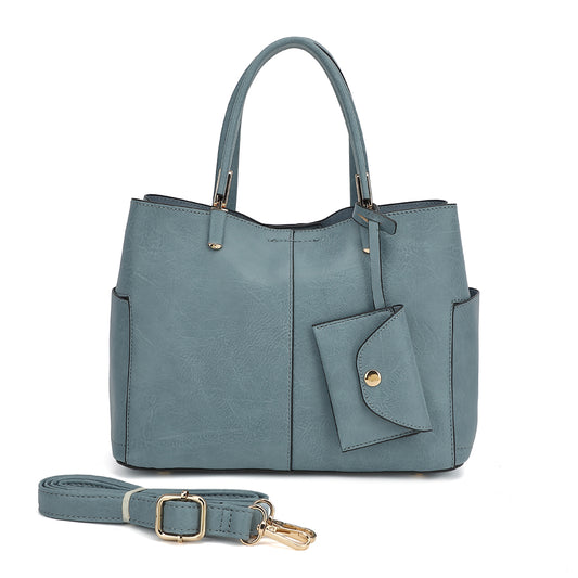 Triple Compartment Satchel with Crossbody Strap 1894N