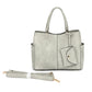 Triple Compartment Satchel with Crossbody Strap 1894N