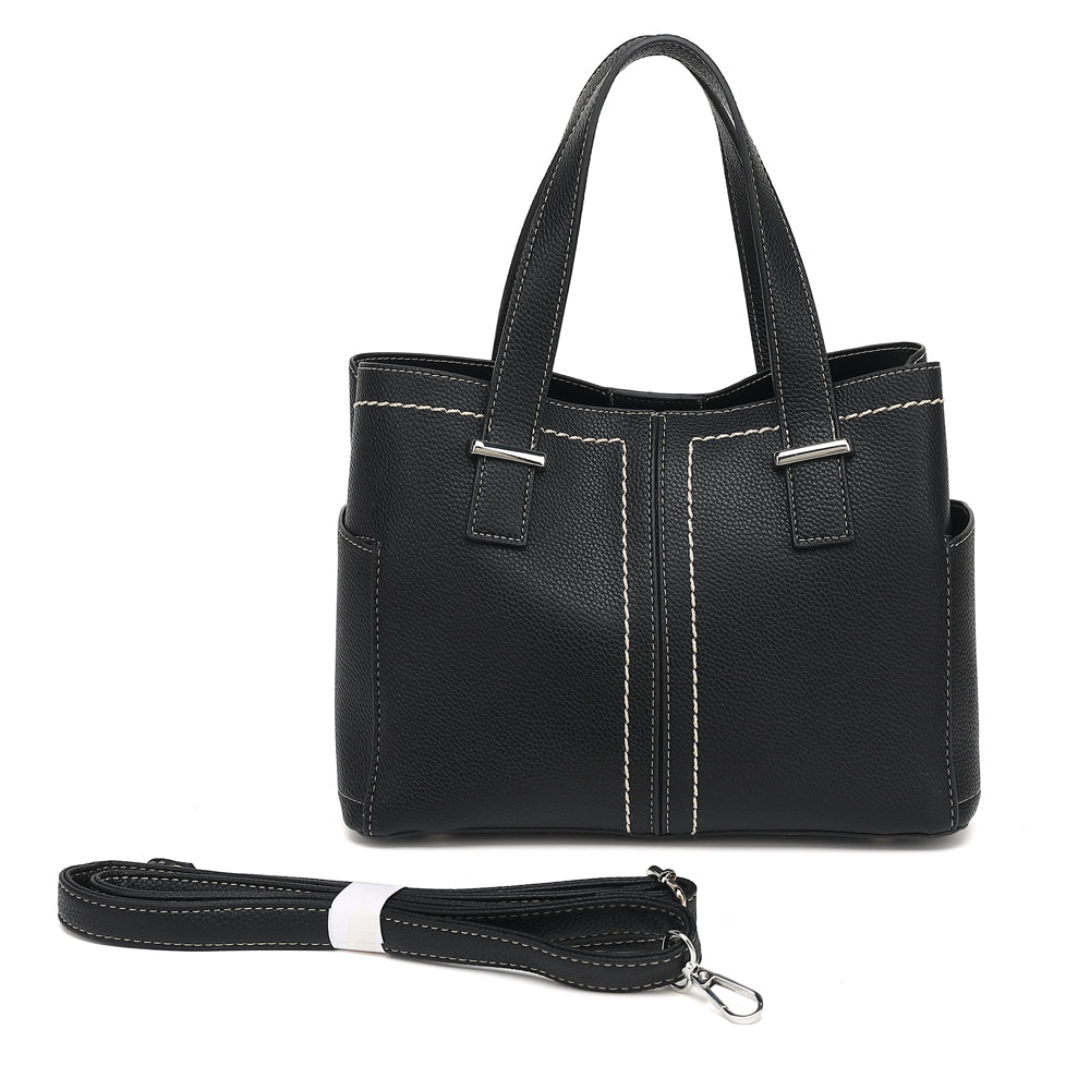 Triple Compartment Satchel with Crossbody Strap 1894O