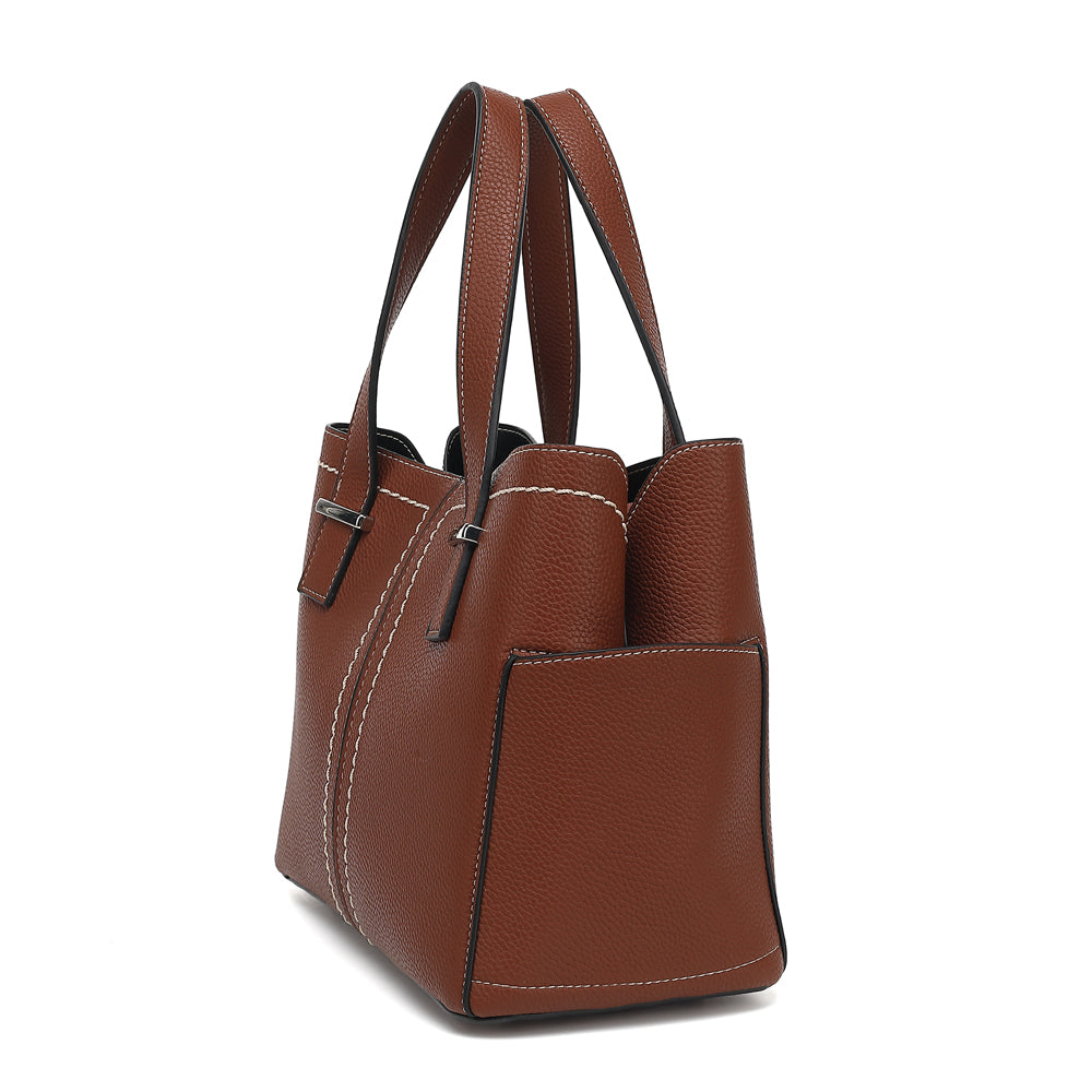 Triple Compartment Satchel with Crossbody Strap 1894O