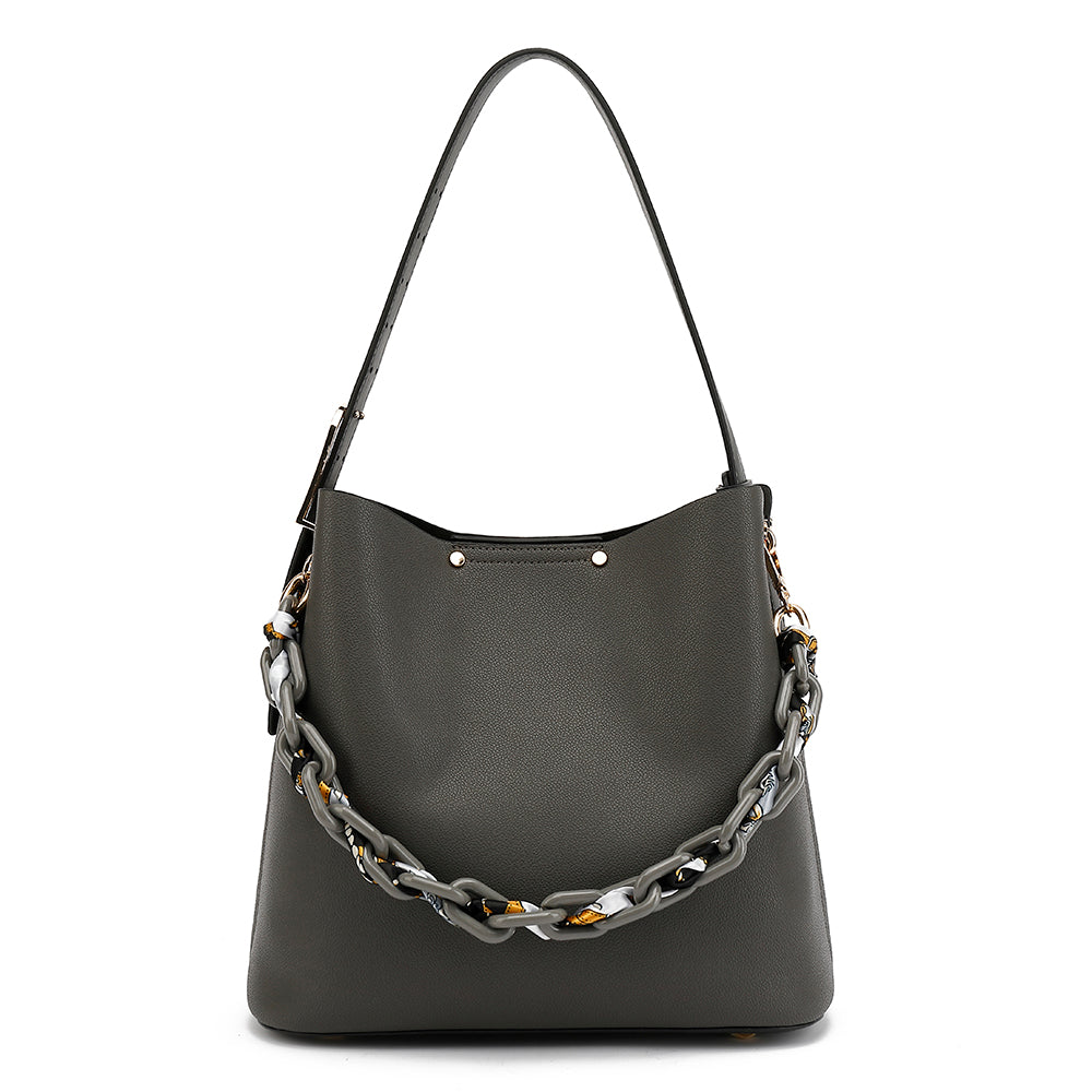 Hobo with Acrylic Chain and Scarf Detail 21571