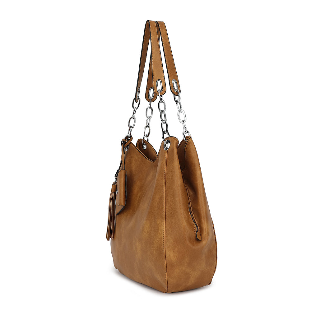 Large Slouchy Hobo With Chain Link Detail And Hangoff