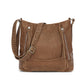 WASHED HOBO CROSSBODY WITH FRONT ZIP COMPARTMENTS 23709A