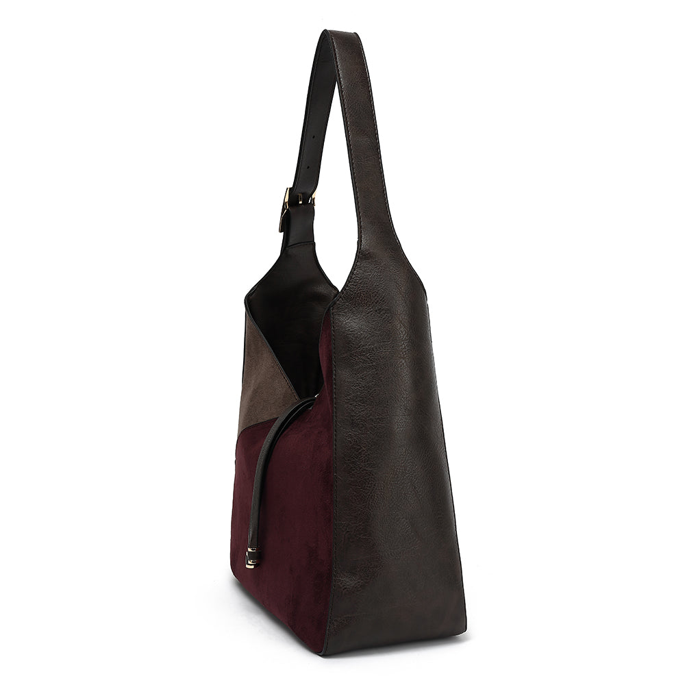 ULTRASUEDE COLOR BLOCK HOBO 24009