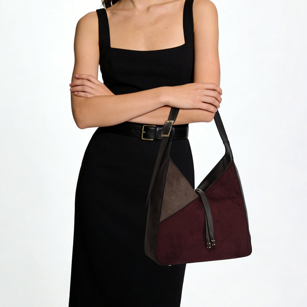 ULTRASUEDE COLOR BLOCK HOBO 24009
