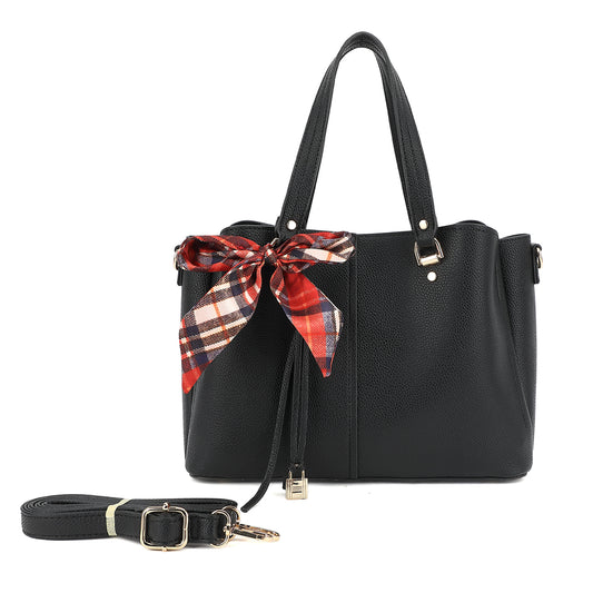 TRIPLE COMPARTMENT SATCHEL WITH SCARF AND CHARM DETAIL 25053