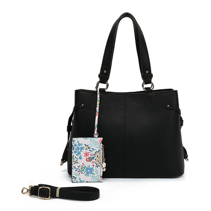 COLORBLK SATCHEL WITH HANGOFF AND CHARMS 25145