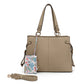COLORBLK TRIPLE COMPARTMENT SATCHEL WITH HANGOFF AND CHARMS 25145