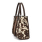BOX TOTE WITH COW AND TOOLING WITH FRINGE DETAIL 25147