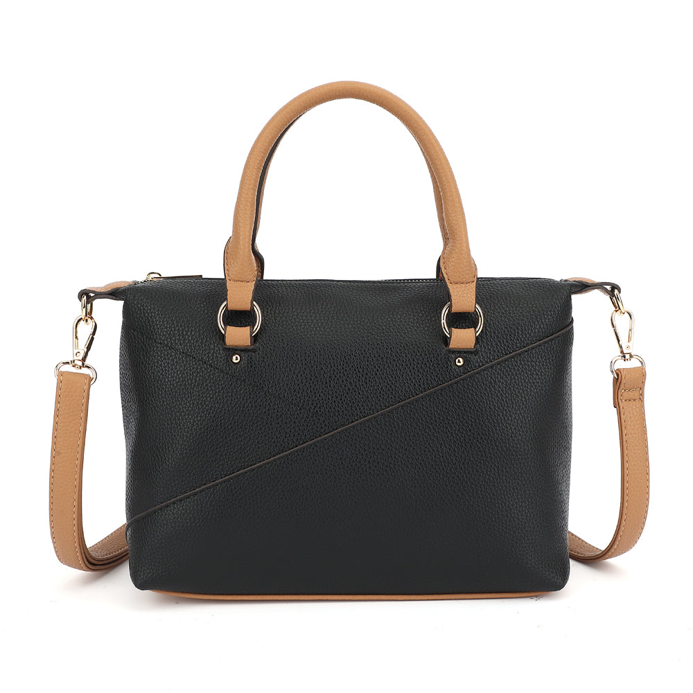 DBL HANDLE MID SIZE SATCHEL TWO TONE WITH CB STRAP 25160