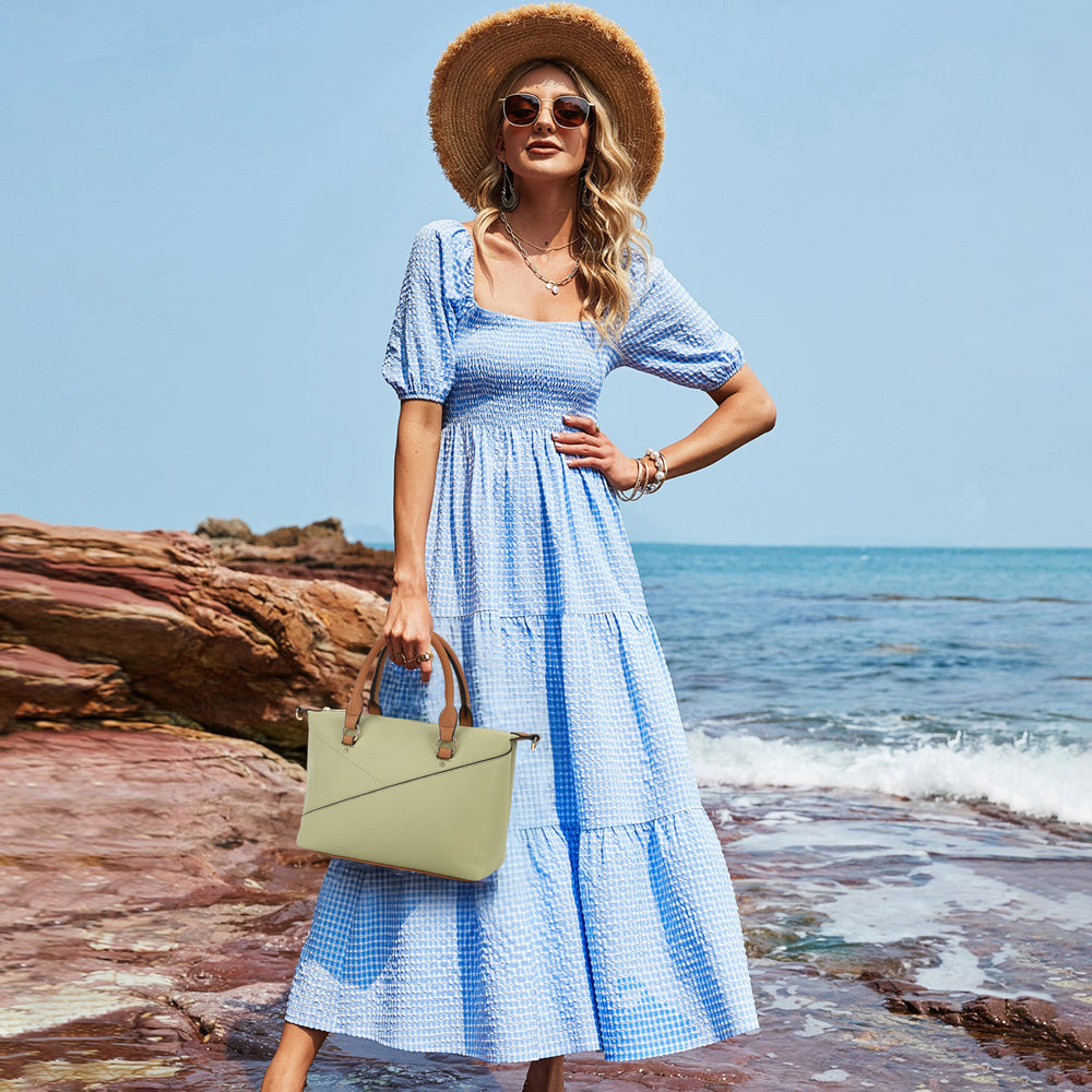 DBL HANDLE MID SIZE SATCHEL TWO TONE WITH CB STRAP 25160