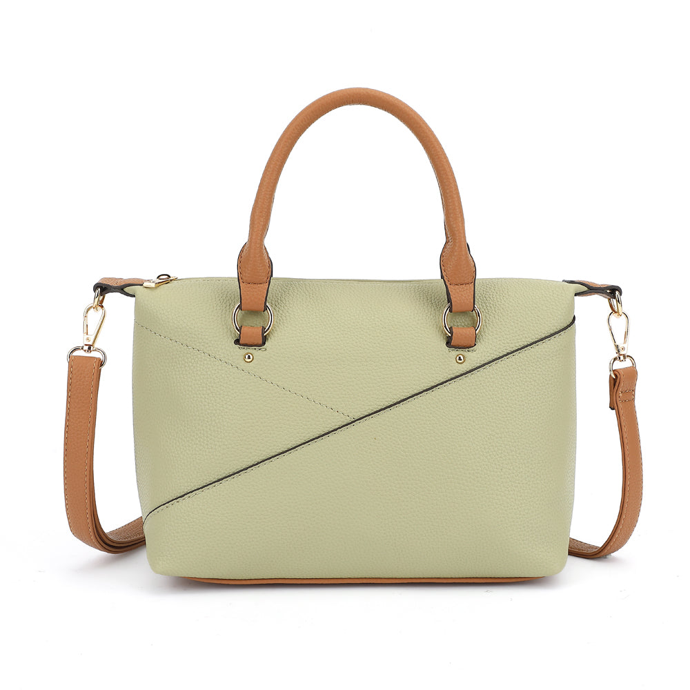 DBL HANDLE MID SIZE SATCHEL TWO TONE WITH CB STRAP 25160