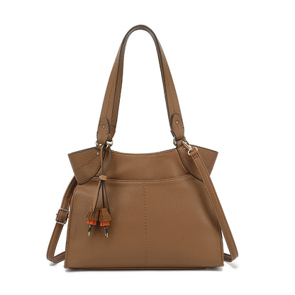 DOUBLE HANDLE N/S TOTE WITH FRONT PKTS AND CHARM 25220