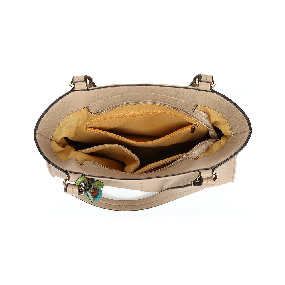 DOUBLE HANDLE N/S TOTE WITH FRONT PKTS AND CHARM 25220