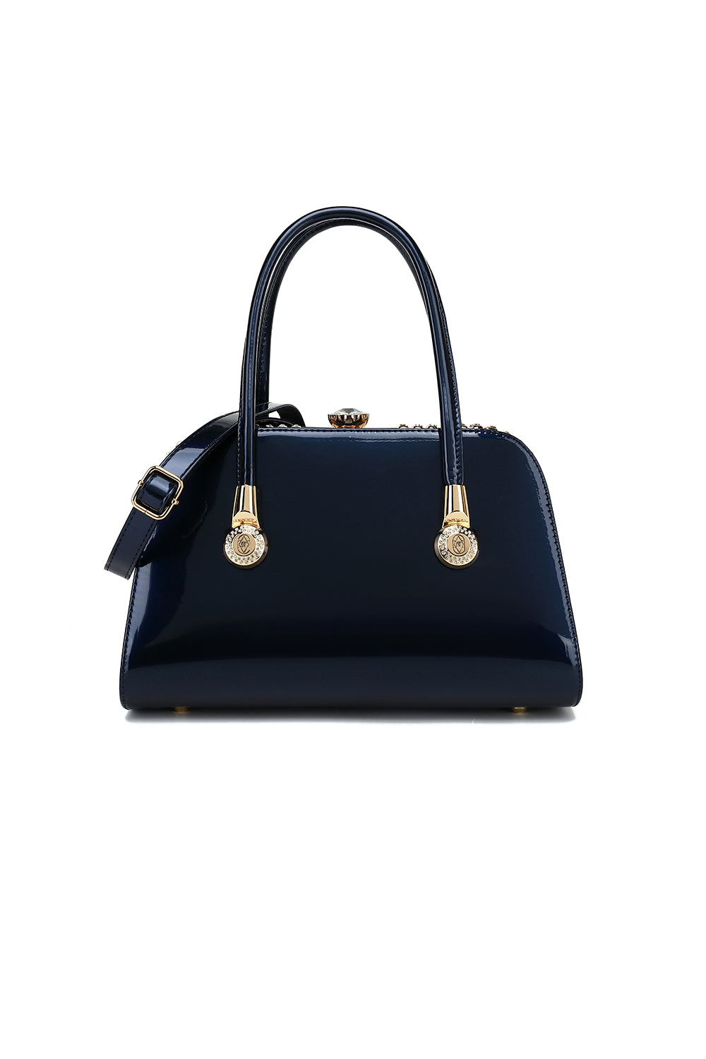 Frame Satchel with Rhinestones Patent Leather 3421