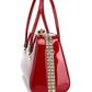 Frame Satchel with Rhinestones Patent Leather 3421