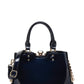 Double Handle Frame Satchel with Rhinestones Patent Leather 9465