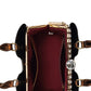 Double Handle Frame Satchel with Rhinestones Patent Leather 9465